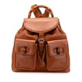 Miniatyrbilde 1 av 10: Pre-owned Gucci Medium Calfskin Bamboo Drawstring Backpack Brown