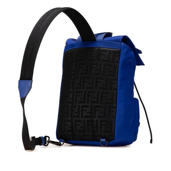 Pre-owned Fendi Medium Econyl Santander Cuoio Roma Fendiness Backpack Blue