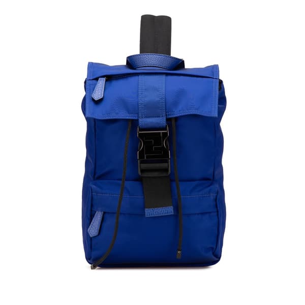 Pre-owned Fendi Medium Econyl Santander Cuoio Roma Fendiness Backpack Blue