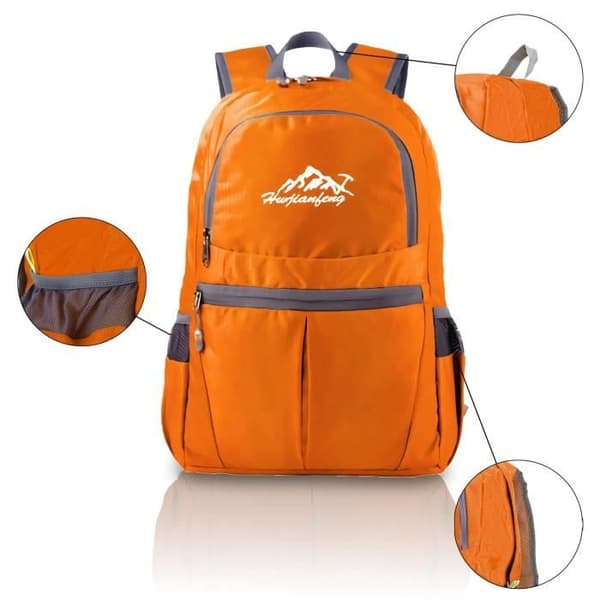 Intirilife ultralätt hopfällbar ryggsäck - Orange - 36L - vattentät - vandring