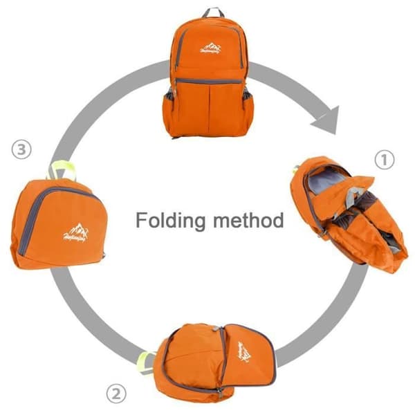 Intirilife ultralätt hopfällbar ryggsäck - Orange - 36L - vattentät - vandring