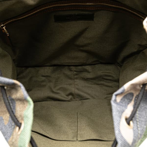 Pre-owned Valentino Canvas Camouflage Backpack Brown