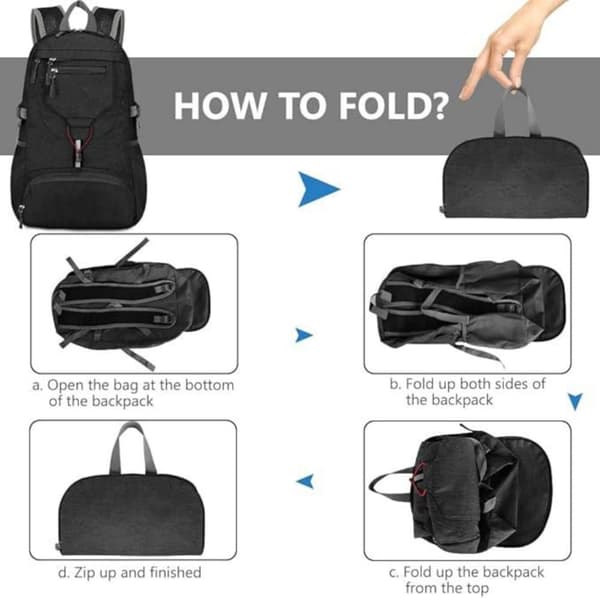 Lollanda Vikbar liten ryggsäck, 20 L ultralätt ryggsäck, vikbar vandringsryggsäck, unisex packbar ryggsäck