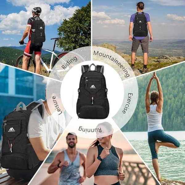 Lollanda Vikbar liten ryggsäck, 20 L ultralätt ryggsäck, vikbar vandringsryggsäck, unisex packbar ryggsäck
