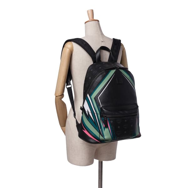 Pre-owned MCM Medium Visetos Leather Stark MCmotor Backpack Black