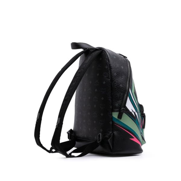 Pre-owned MCM Medium Visetos Leather Stark MCmotor Backpack Black