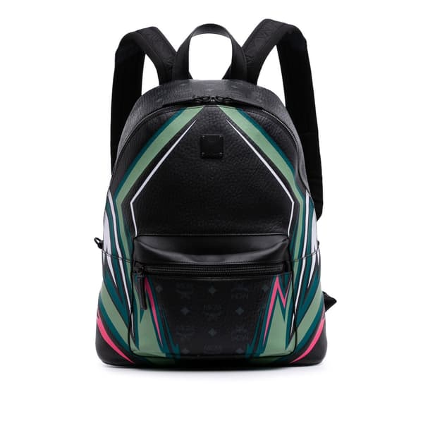 Pre-owned MCM Medium Visetos Leather Stark MCmotor Backpack Black