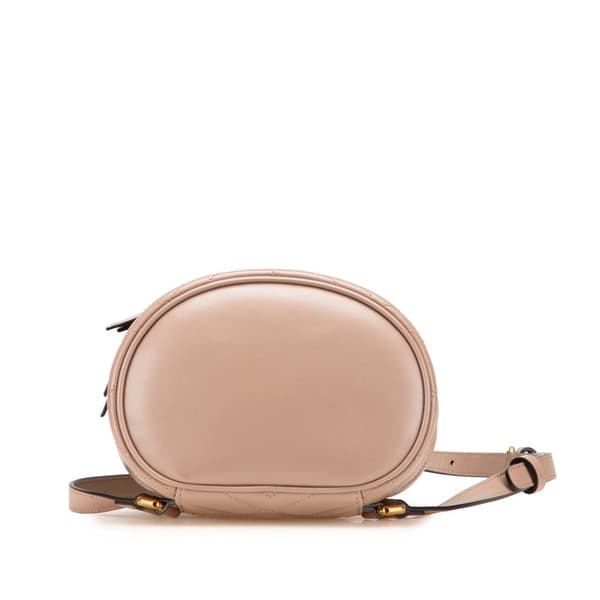 Pre-owned Gucci GG Marmont Round Matelasse Leather Backpack Pink