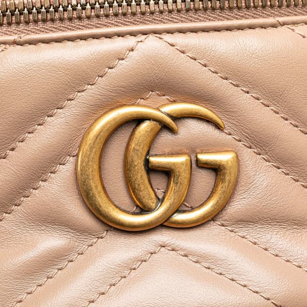 Pre-owned Gucci GG Marmont Round Matelasse Leather Backpack Pink