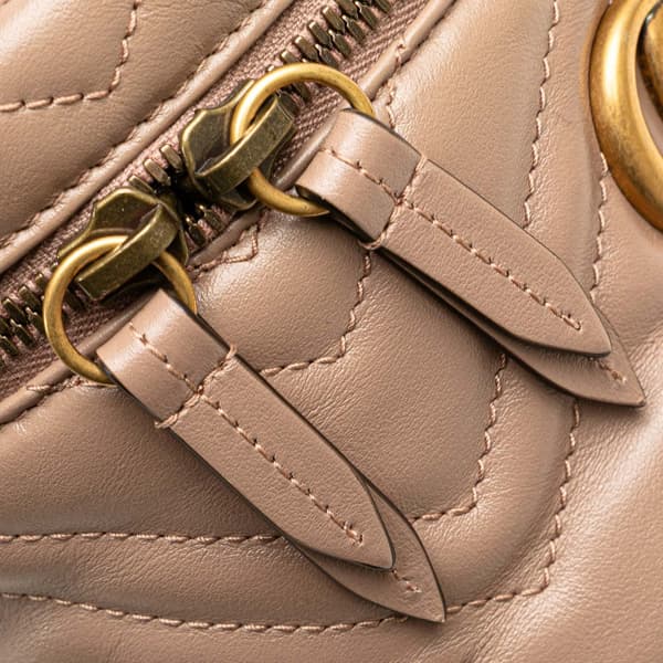 Pre-owned Gucci GG Marmont Round Matelasse Leather Backpack Pink