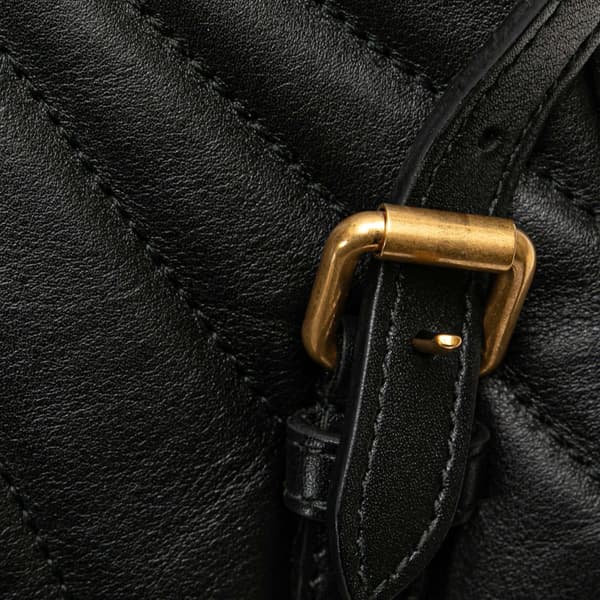 Pre-owned Gucci Calfskin Bamboo Trapuntata Queen Margaret Backpack Black