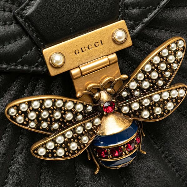 Pre-owned Gucci Calfskin Bamboo Trapuntata Queen Margaret Backpack Black