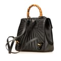 Miniatyrbild 2 av 10: Pre-owned Gucci Calfskin Bamboo Trapuntata Queen Margaret Backpack Black