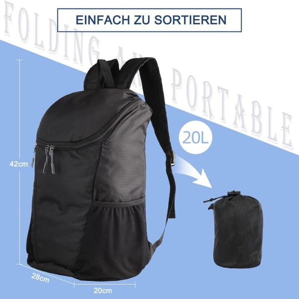 Lollanda 20L lättvikts ryggsäck – multifunktionell vandringsryggsäck för utomhusbruk, vattentät och hållbar