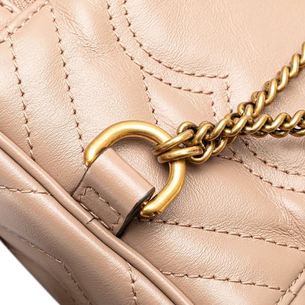 Pre-owned Gucci GG Marmont Round Matelasse Leather Backpack Pink