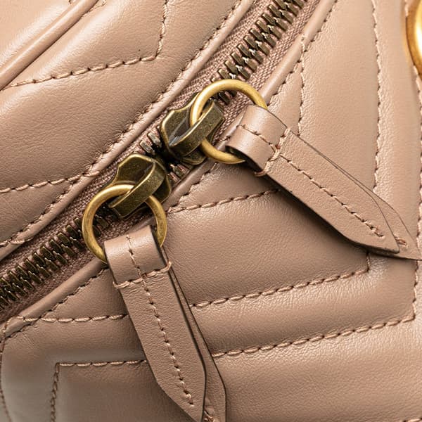 Pre-owned Gucci GG Marmont Round Matelasse Leather Backpack Pink