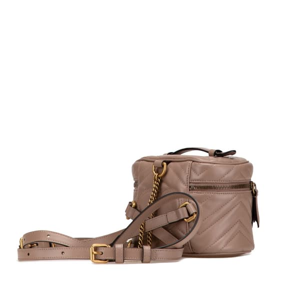 Pre-owned Gucci GG Marmont Round Matelasse Leather Backpack Pink