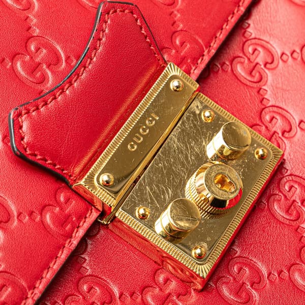 Pre-owned Gucci Guccissima Padlock Backpack Red