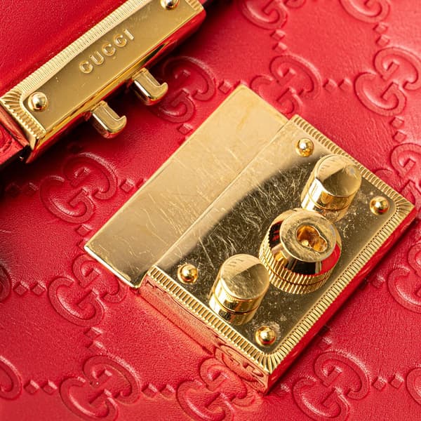 Pre-owned Gucci Guccissima Padlock Backpack Red