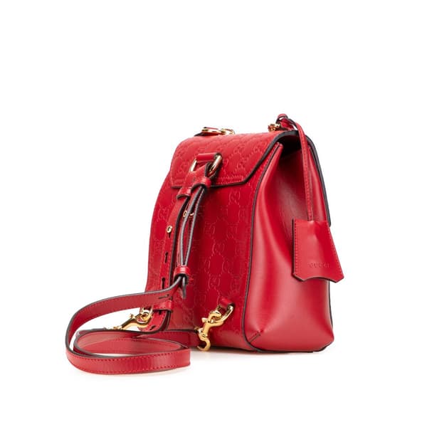 Pre-owned Gucci Guccissima Padlock Backpack Red