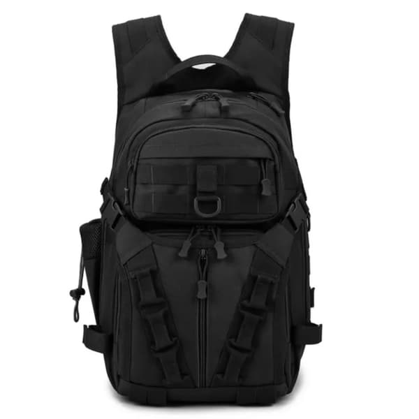 Mandefiskerrygsæk, Multifunktionelt Design, 3-Lags Opbevaring, Ergonomisk Pasform,Sort