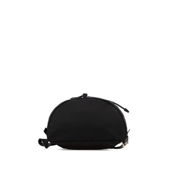 Pre-owned Prada Saffiano Trimmed Tessuto Drawstring Backpack Black