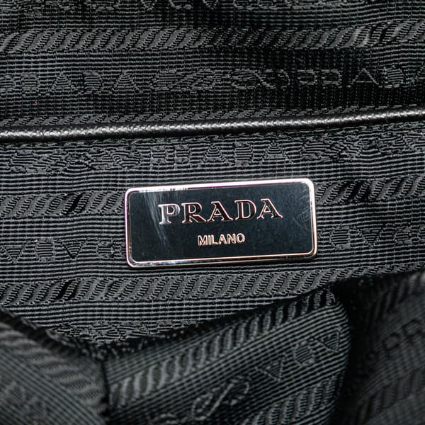 Pre-owned Prada Saffiano Trimmed Tessuto Drawstring Backpack Black