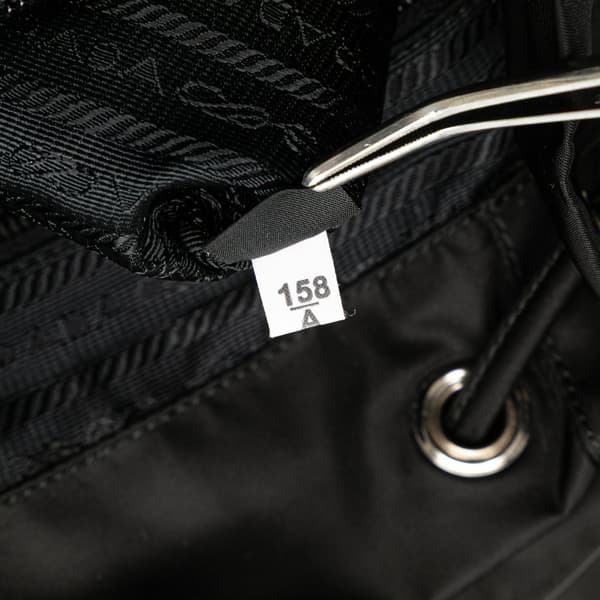 Pre-owned Prada Saffiano Trimmed Tessuto Drawstring Backpack Black