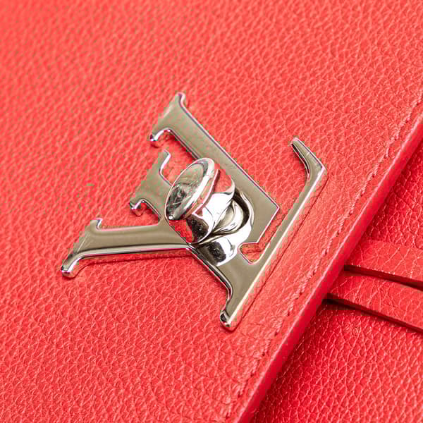 Pre-owned Louis Vuitton Taurillon Lockme Backpack Red