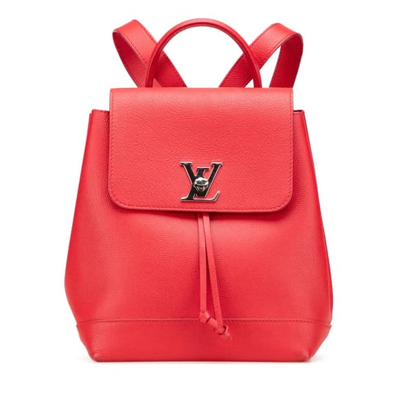 Pre-owned Louis Vuitton Taurillon Lockme Backpack Red