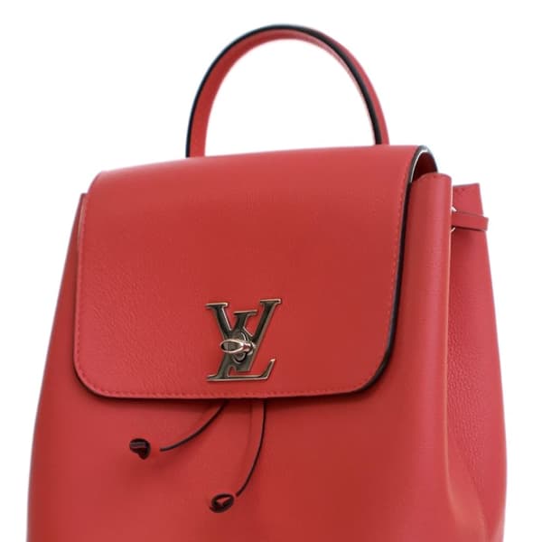 Pre-owned Louis Vuitton Calfskin Lockme Backpack Red