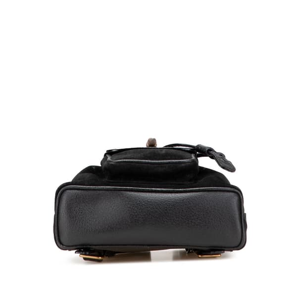 Pre-owned Gucci Suede Bamboo Backpack Black