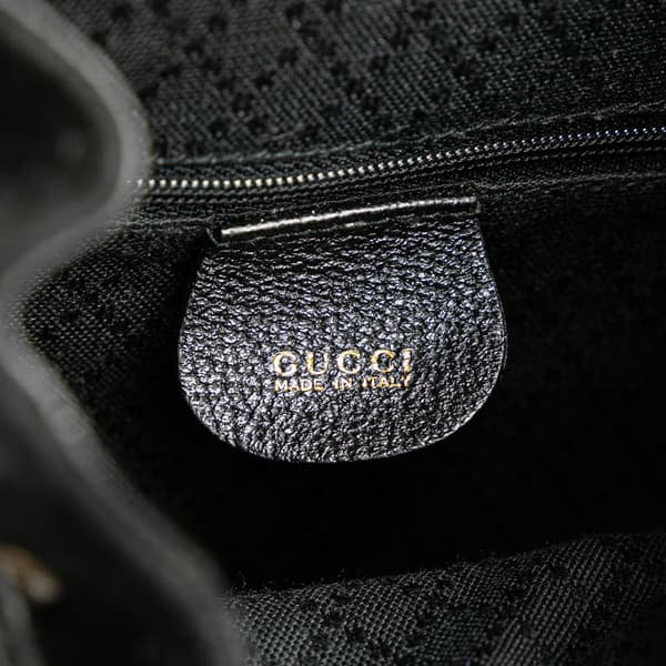 Pre-owned Gucci Suede Bamboo Backpack Black