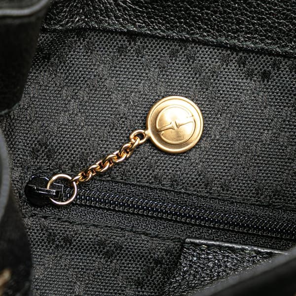 Pre-owned Gucci Suede Bamboo Backpack Black