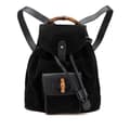 Miniatyrbild 1 av 10: Pre-owned Gucci Suede Bamboo Backpack Black