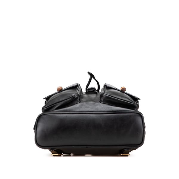 Pre-owned Gucci Calfskin Bamboo Drawstring Backpack Black