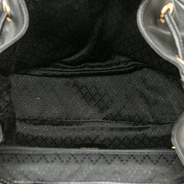 Pre-owned Gucci Calfskin Bamboo Drawstring Backpack Black