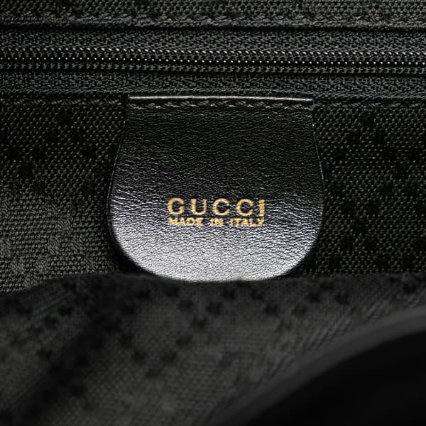 Pre-owned Gucci Calfskin Bamboo Drawstring Backpack Black