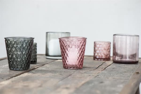 Fyrfadslygter i Malva glas - 6 stk. får du her