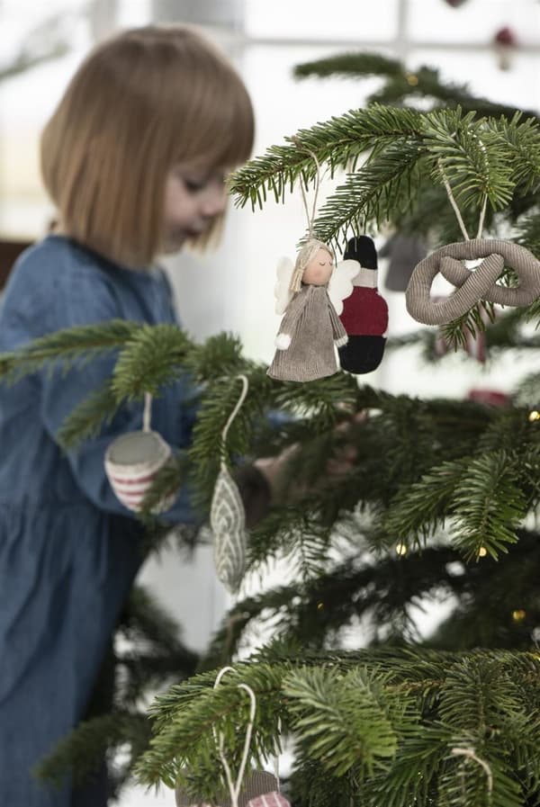 Juletræspynt - 3 x kringler i stof
