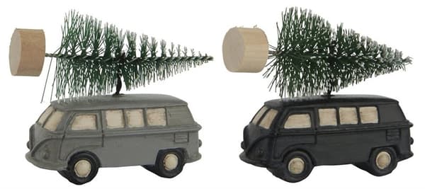 Juletræspynt - bil med juletræ på taget