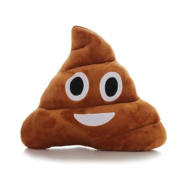 Kudde - Emotikon - Glad Bajs - 100% Polyester - 18 cm - Inomhus