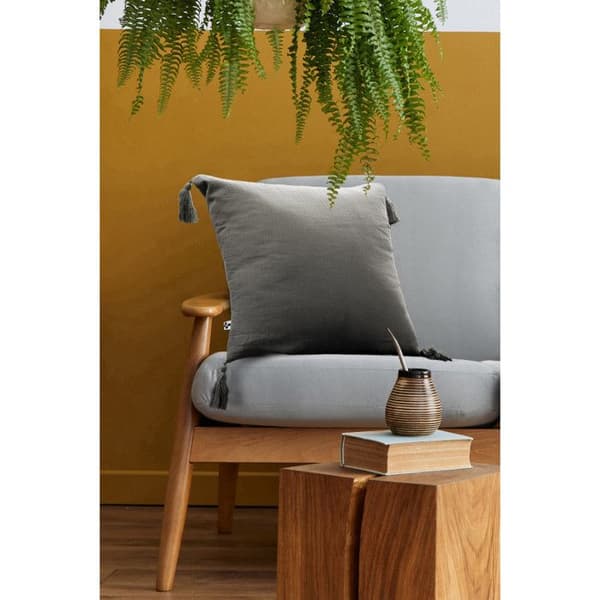Coussin avtagbart med pompom "Gaïa" 40 x 40 cm "Gaze de Coton" - Gaïa Granit