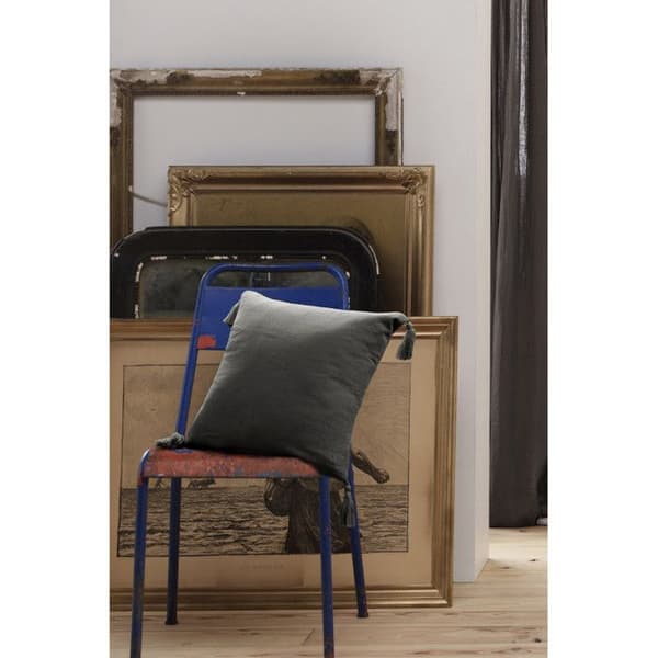Coussin avtagbart med pompom "Gaïa" 40 x 40 cm "Gaze de Coton" - Gaïa Granit