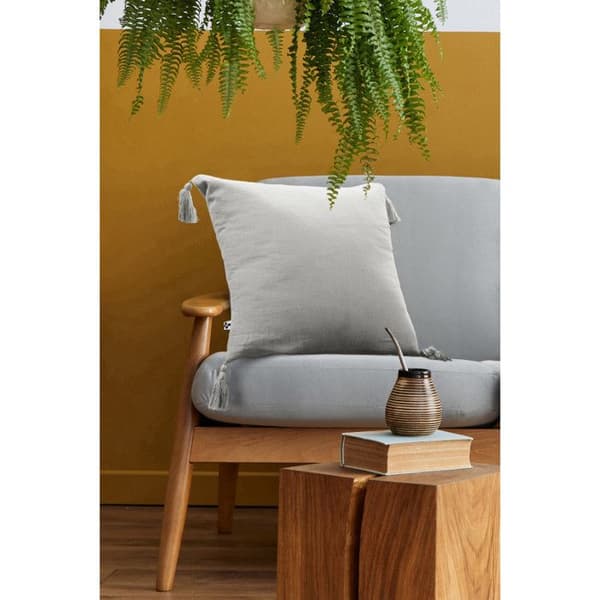 Avtagbart kuddfodral med pompoms "Gaïa" 40 x 40 cm "Cotton Gauze" - Gaïa Nuage