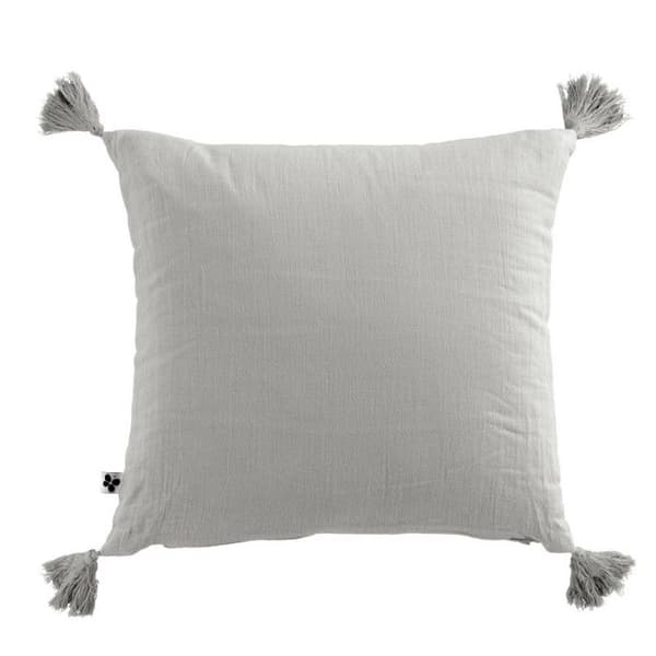 Avtagbart kuddfodral med pompoms "Gaïa" 40 x 40 cm "Cotton Gauze" - Gaïa Nuage