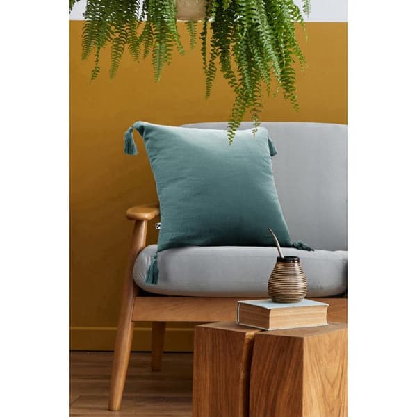 Avtagbart kuddfodral med pompoms "Gaïa" 40 x 40 cm "Cotton Gauze" - Gaïa Canard