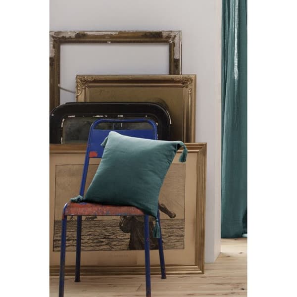 Avtagbart kuddfodral med pompoms "Gaïa" 40 x 40 cm "Cotton Gauze" - Gaïa Canard