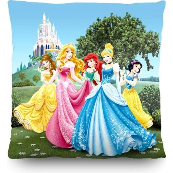 Disney Princess barnkudde, prydnadskudde 40x40 cm / 16x16 tum, 1 st, dubbelsidig färgad - AG Design