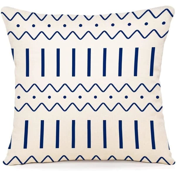 4 st Lin Hållbar Kuddeöverdrag Kuddeöverdrag Tryckt Mönster Heminredning mörkblå -45*45 cm